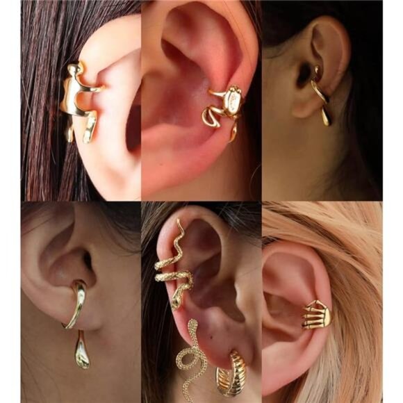 35 PCS Gold Silver Adjustable Ear Cuffs Earrings for Women Non-Piercing - Picture 6 of 8